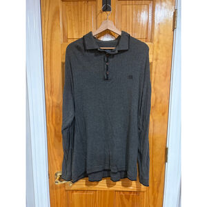 Givenchy Active Wear Long Sleeve Polo Shirt Gray Logo Cotton Blend L